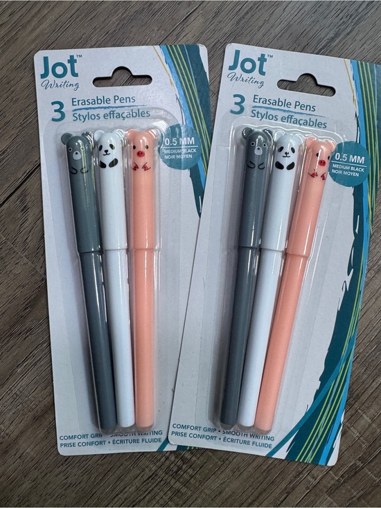 Other - Jot Writing 3-Pack Erasable Pens - Gray, White, Peach - Medium, Black Ink